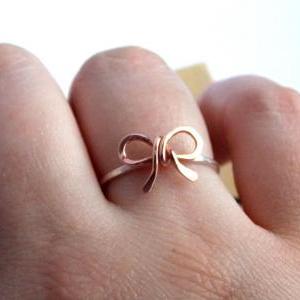 Forget Me Knot Bow Ring-- Friendship Ring, Copper..
