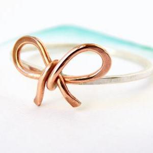 Forget Me Knot Bow Ring-- Friendship Ring, Copper..