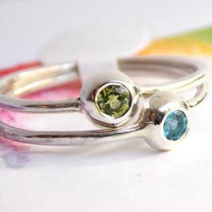 Two Birthstone Stacking Rings: Mini..