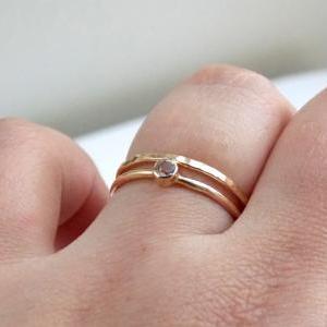 Simple White Topaz Ring: 14K Gold-f..