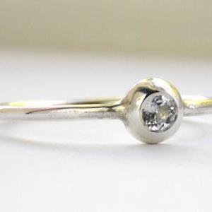White Topaz Pebble Ring: Sterling Silver Ring,..