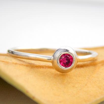 One Birthstone Pebble Stacking Ring: Sterling..