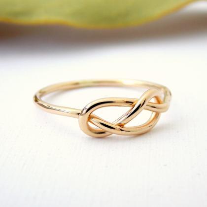 Solid Gold Infinity Knot Ring: 14k Gold Ring,..