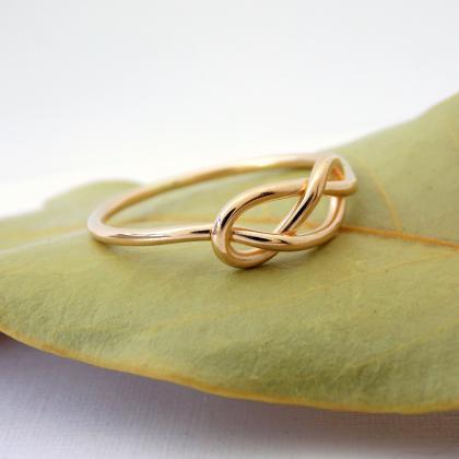 Solid Gold Infinity Knot Ring: 14k Gold Ring,..