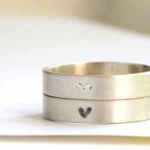 Engraved Heart Ring-- Choose Your Finish, Sterling..