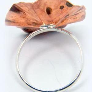 Copper Flower Ring- Sterling Silver Ring