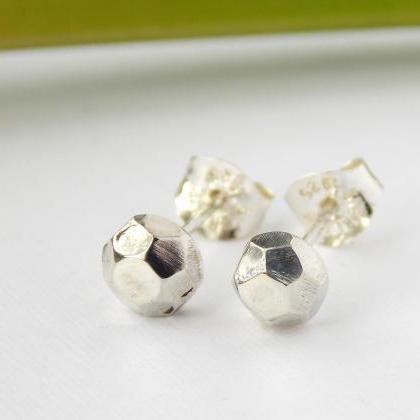 Faceted Pebble Earrings- Simple, Faceted,..