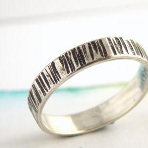 Oxidized Line Textured Ring -sterli..