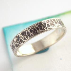 Oxidized Hammer Textured Ring -sterling Silver..