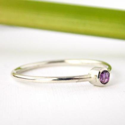 Sterling Silver Birthstone Ring: Stackable..