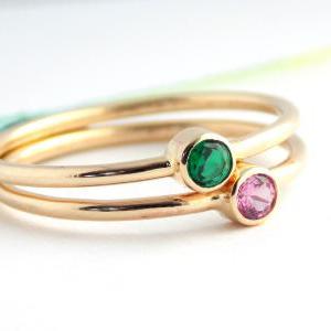 Simple Birthstone Ring: 14k Yellow Gold-filled..