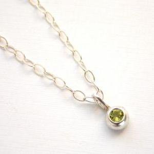 Birthstone Pebble Necklace - Sterli..