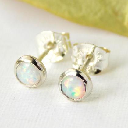 Opal Stud Earrings- Opal Earrings, October..
