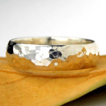 Hammered Wedding Band: sterling sil..