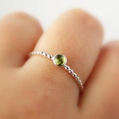 Dainty Beaded Cab Ring: stackable b..