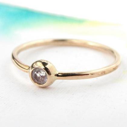 Gold Pebble Engagement Ring: 14k Gold Ring, White..