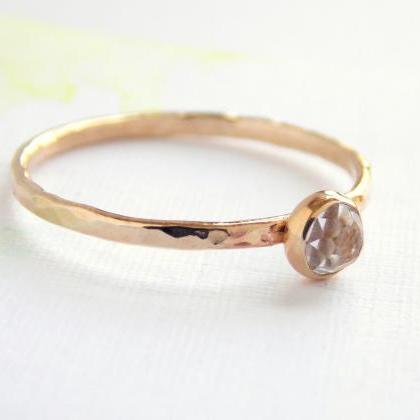 Mini Rose Cut Stone Ring: Golden Ring, Rose Quartz..