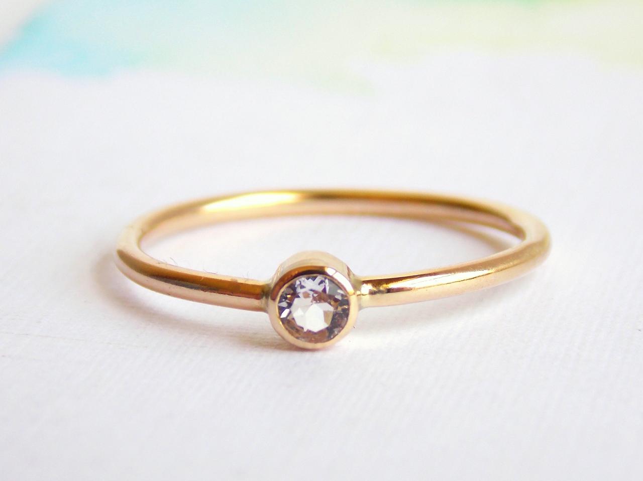 Simple White Topaz Ring: 14K Gold-filled ring, white topaz, dainty ring, simple ring, gold ring