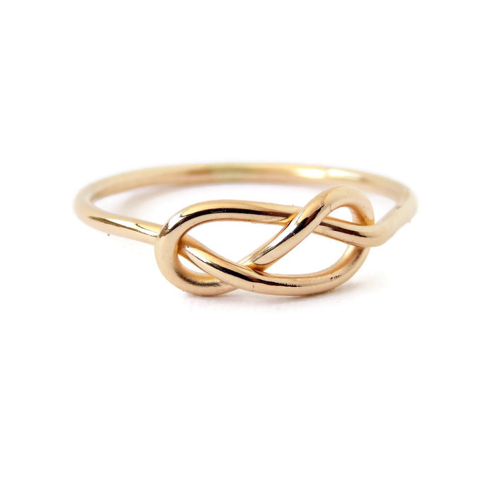 Solid Gold Infinity Knot Ring: 14k Gold Ring, Yellow Or White Gold, Engagement Ring, Promise Ring