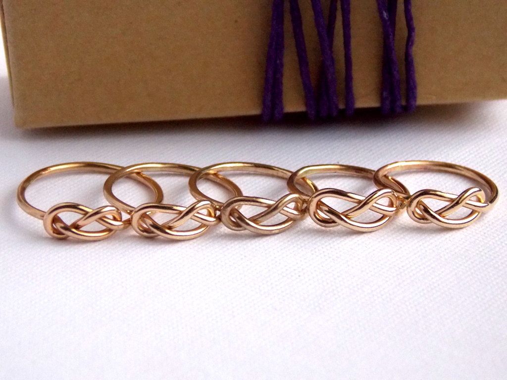 Set Of 5 Infinity Knot Ring 14k Gold Filled Ring, Bridesmaid Gift
