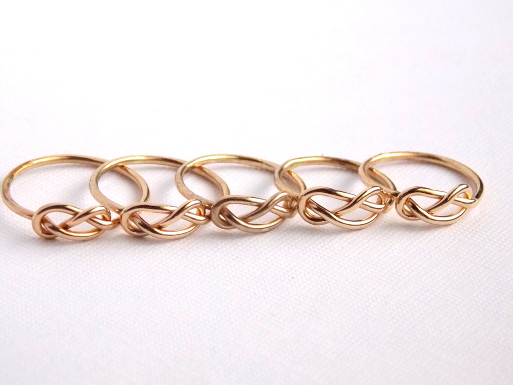 Set Of 5 Infinity Knot Ring 14k Gold Filled Ring, Bridesmaid Gift
