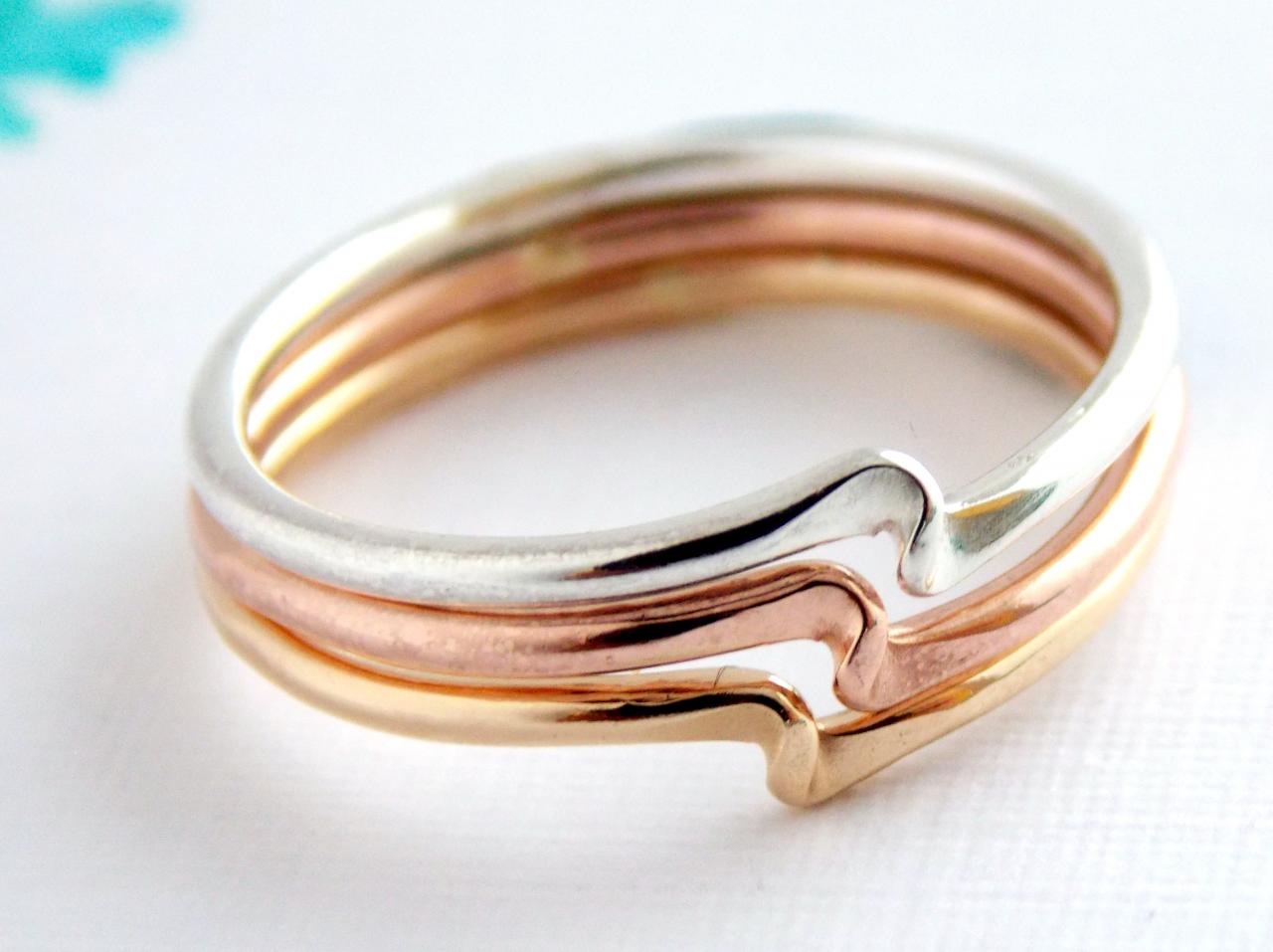 Set of 3 Twister Stacking Rings - 14K Gold-filled ring / dainty ring / simple ring / gold ring / sterling silver ring/ ring set