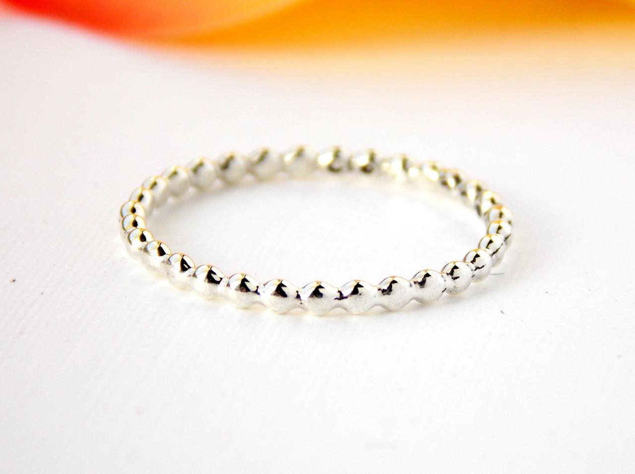 Beaded Stacking Ring - Sterling Silver Ring, Dainty Ring, Simple Ring, Petite Ring, Small Ring, Stacking Ring, Stackable Ring, Beaded Ring