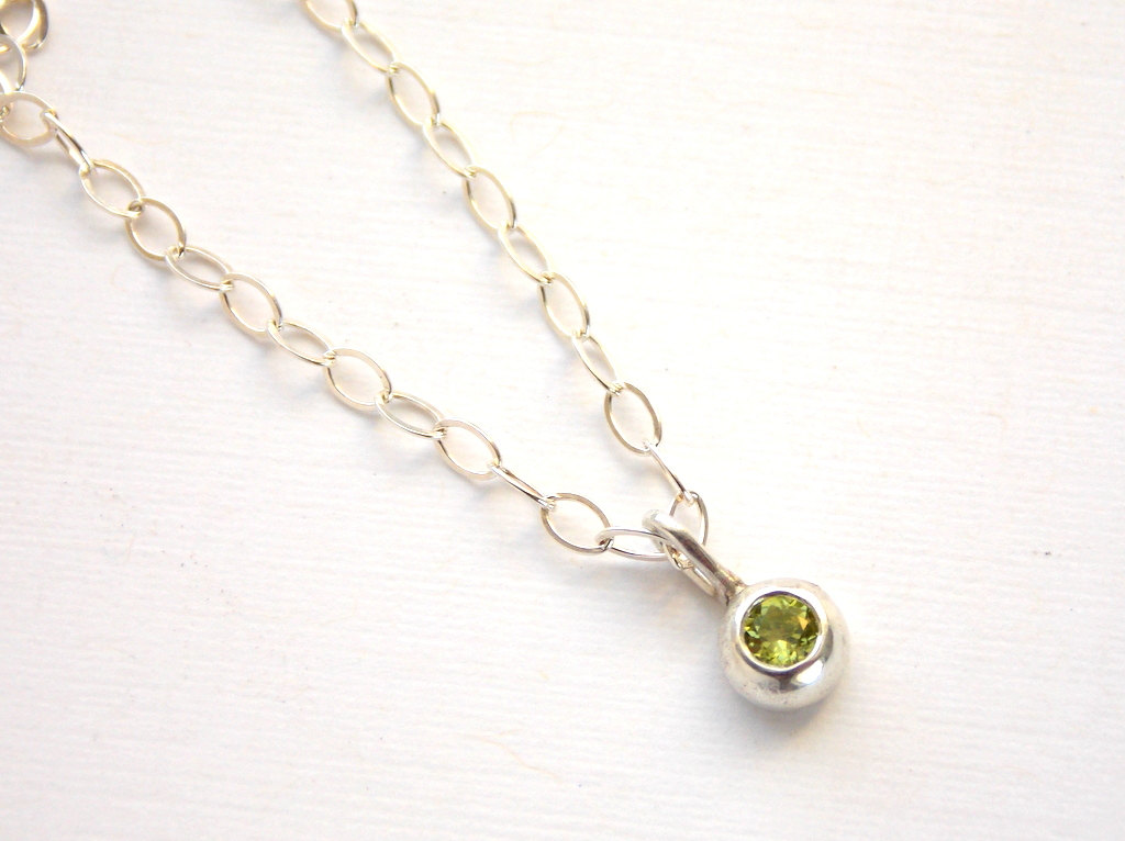 Birthstone Pebble Necklace - Sterling Silver Necklace / Simple Necklace/ Birthstone Necklace / Mother's Day Necklace