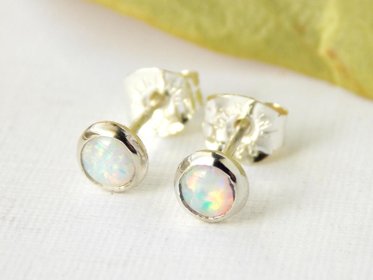 Opal Stud Earrings- Opal Earrings, October Birthstone, Post Earrings, Simple Earrings, Stud Earrings, Dainty Earrings, Small Earrings