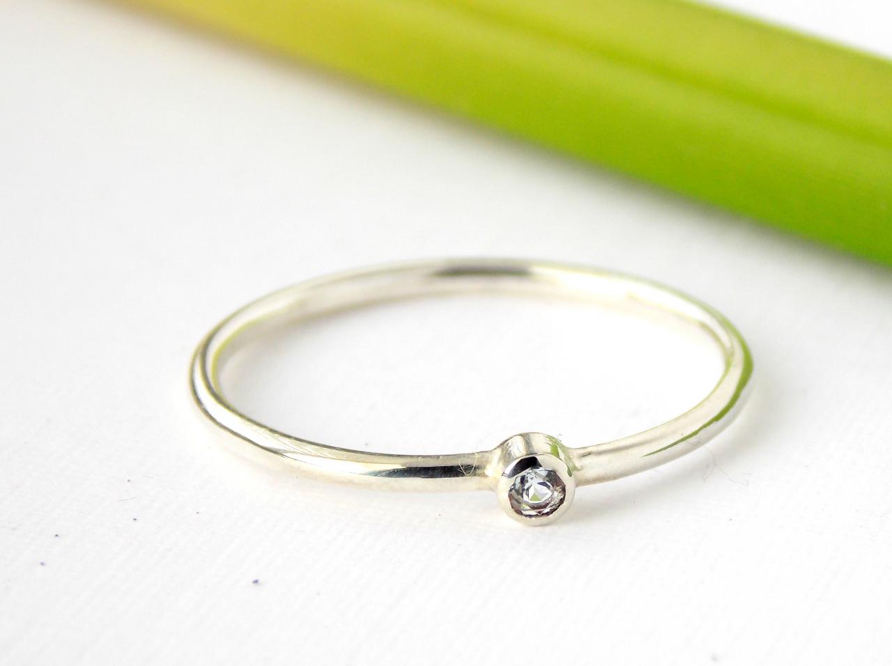 Tiny Birthstone Ring: Silver Ring, Sterling Silver Ring, Dainty Ring, Tiny Ring, Small Ring, Birthstone Ring, Stacking Ring, Stackable Ring