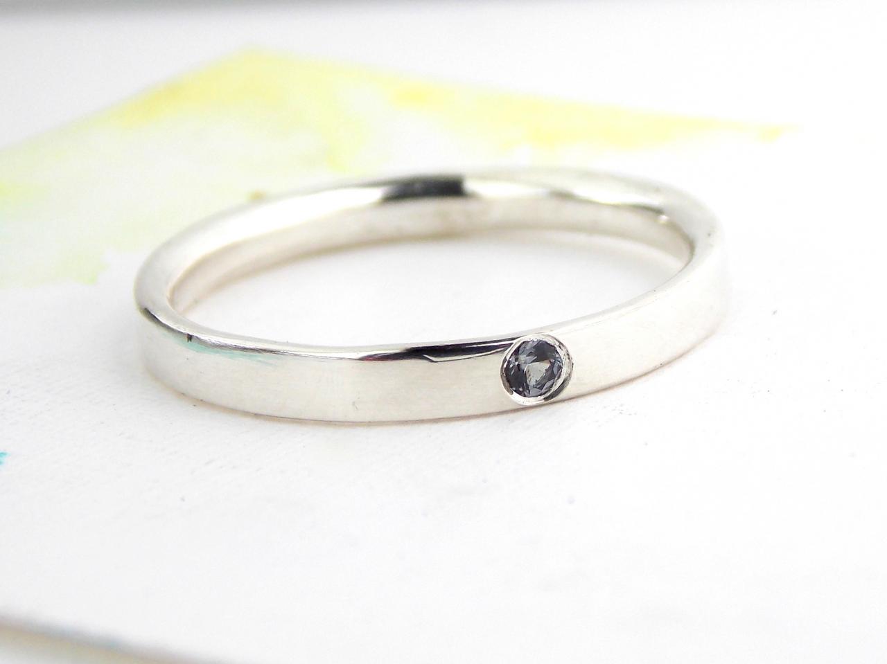Inside Out Birthstone Ring: silver ring, sterling silver ring, dainty ring, comfort fit ring, small ring, birthstone ring, stacking ring