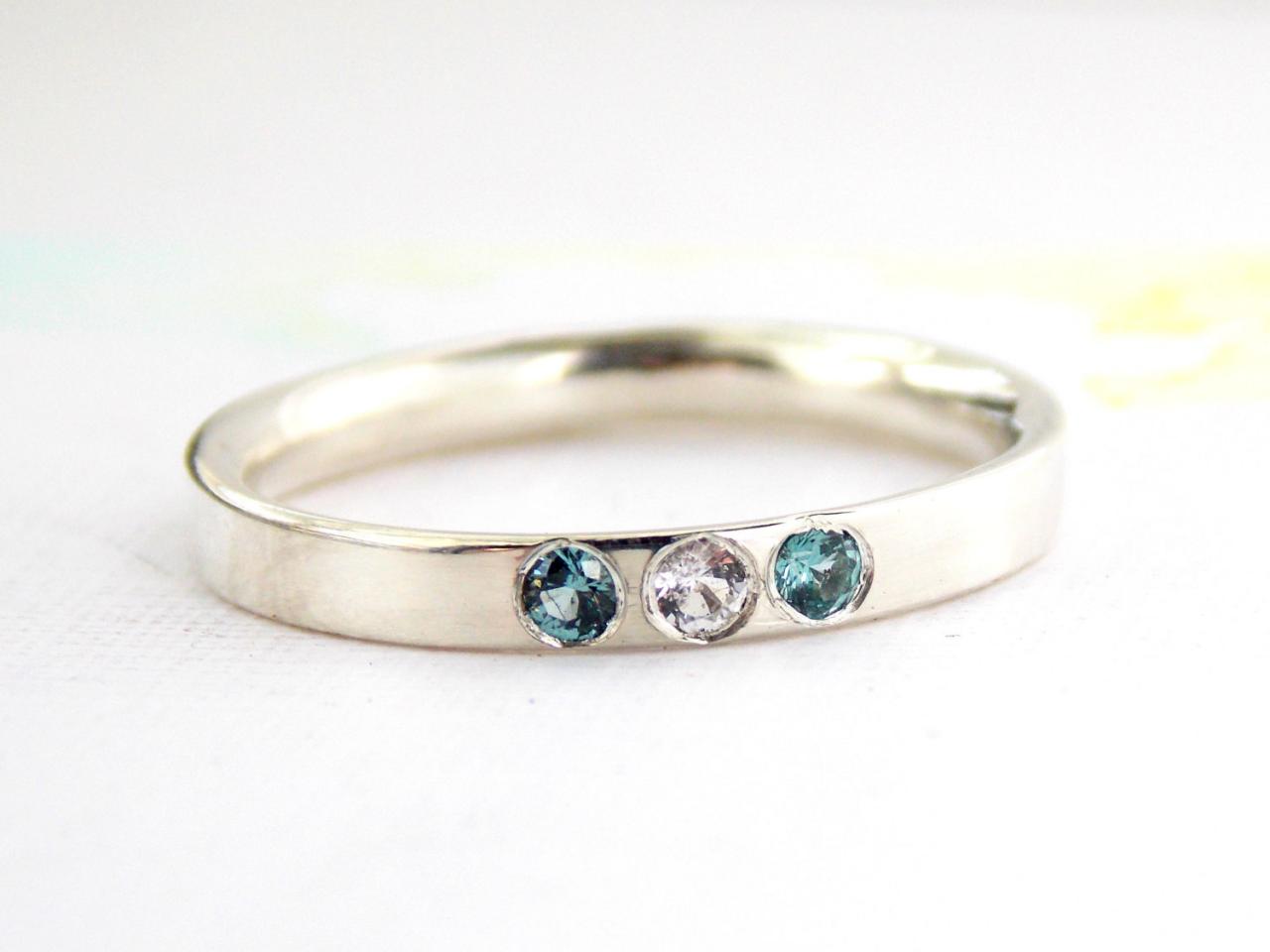 Multistone Inside Out Ring: silver ring, sterling silver ring, dainty ring, comfort fit ring, small ring, birthstone ring, stacking ring