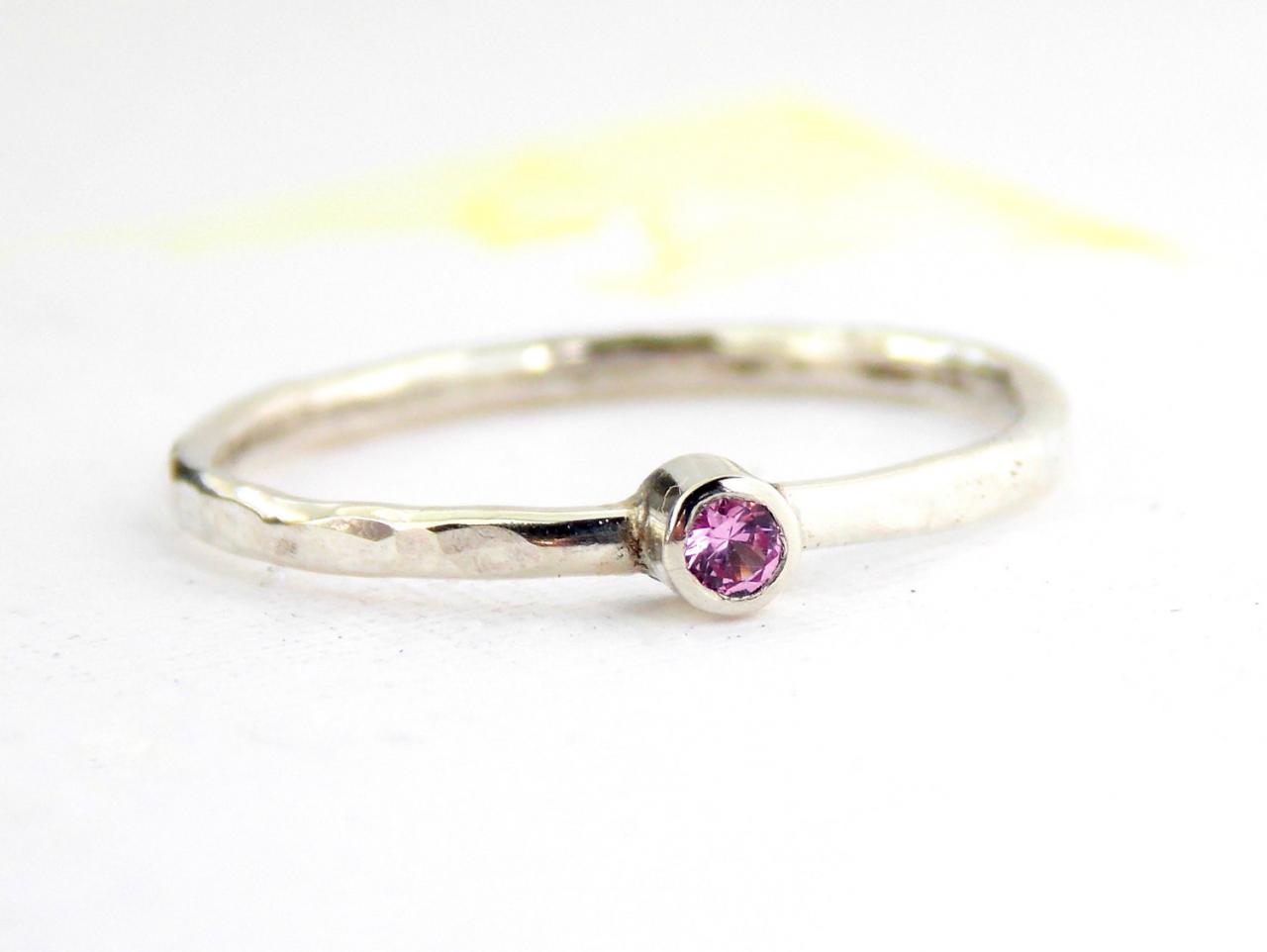 Tiny Hammered Birthstone Ring: Sterling Silver Ring, Dainty Ring, Tiny Ring, Small Ring, Birthstone Ring, Stacking Ring, Stackable Ring