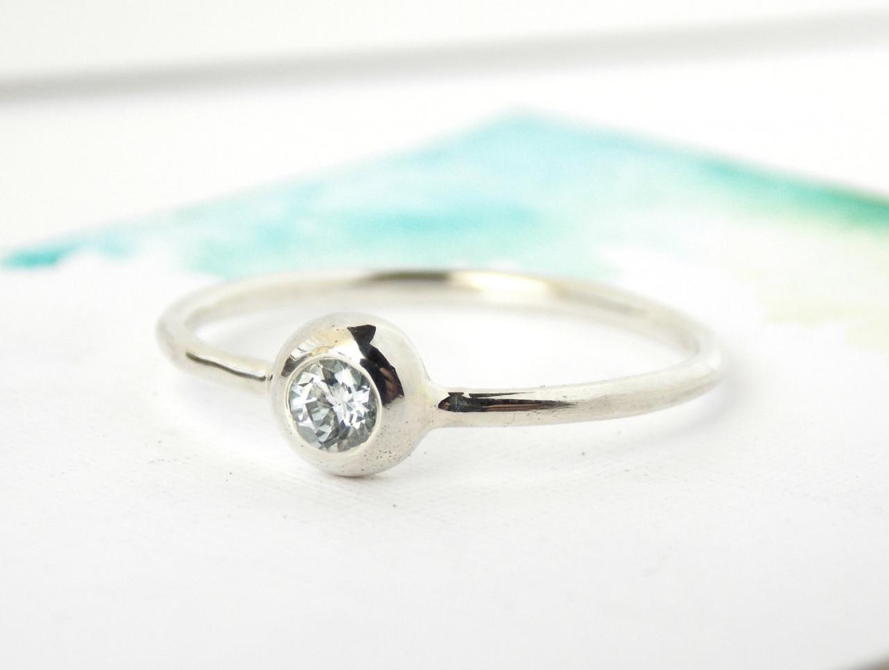 One Birthstone Pebble Stacking Ring: Sterling Silver Birthstone Ring, Stacking Ring, Birthstone Ring, Pebble Ring, Simple Ring, Mother Ring