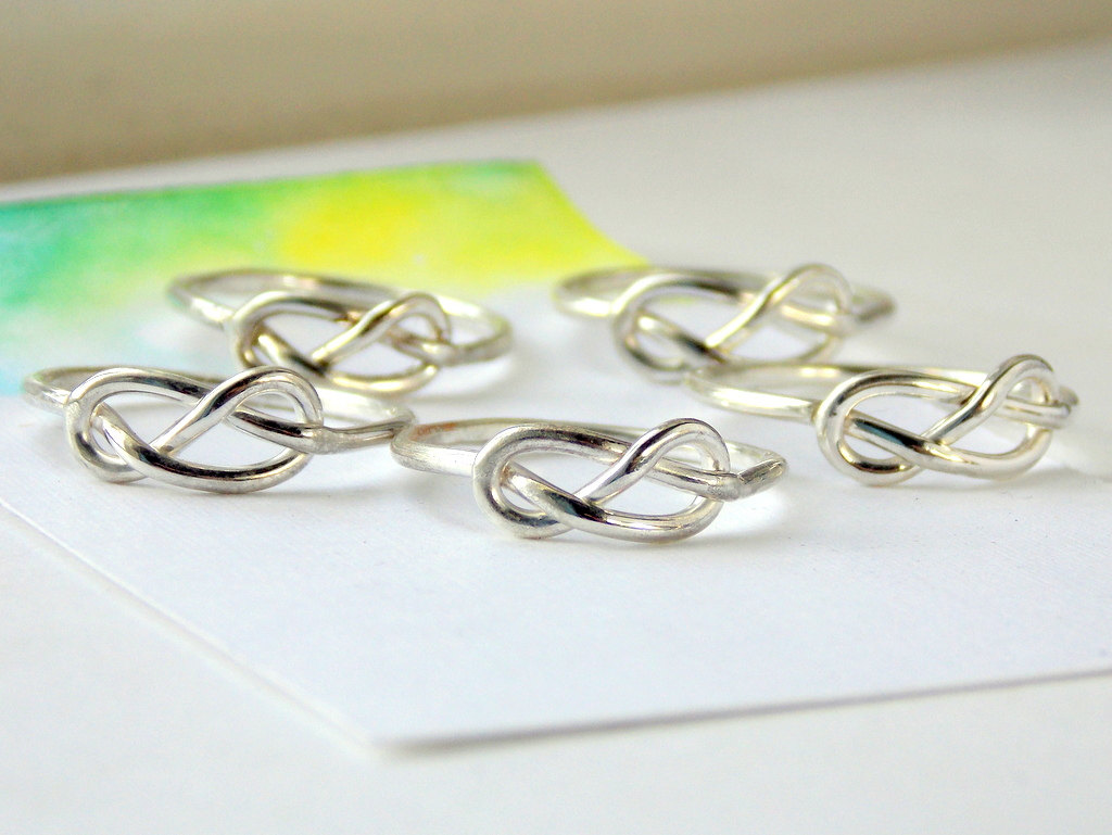Batch Of Infinity Knot Rings: Sterling Silver Rings, Bridesmaid Gift, Friendship Rings, Bridesmaid Rings, Infinity Knot Rings, Gift Set