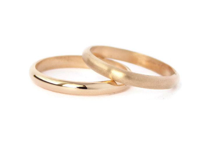 Gold Domed Ring: 14k Solid Gold, Domed Ring, Plain Ring, Gold Ring, Rose Gold Ring, Wedding Band, Domed Band, Matte, Polished, Gold Band
