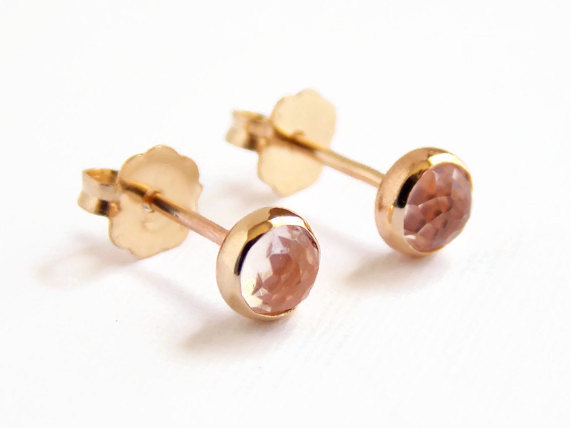 Rose Quartz Stud Earrings: Rose Cut Post Earrings, Pink Earrings, Blush Pink Earring, Dainty Earring, Rose Quartz, Rose Earrings, Light Pink