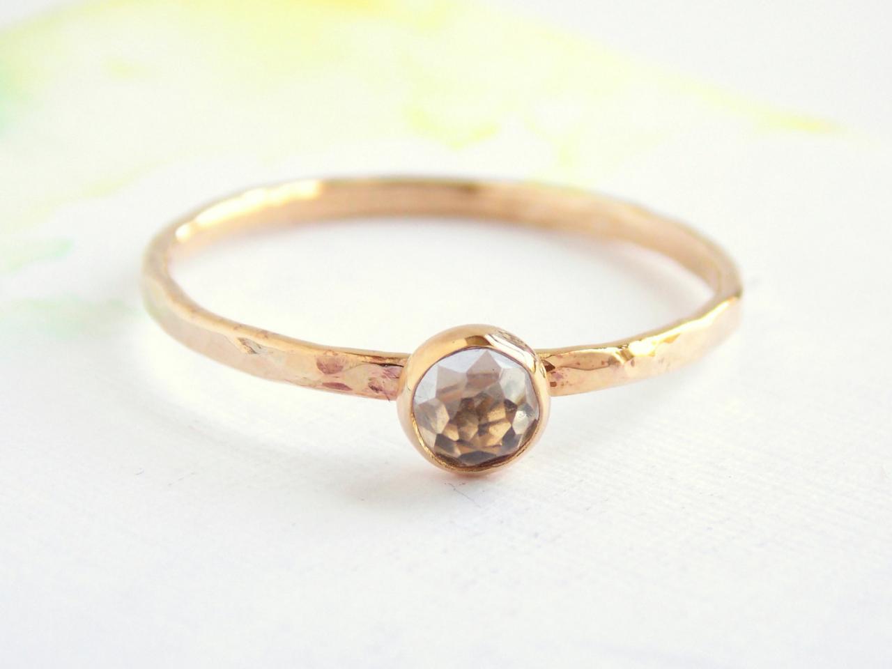 Mini Rose Cut Stone Gold Ring: gold ring, yellow gold, rose cut ring, wedding ring, egagement ring, wedding ring, promise ring, hammered
