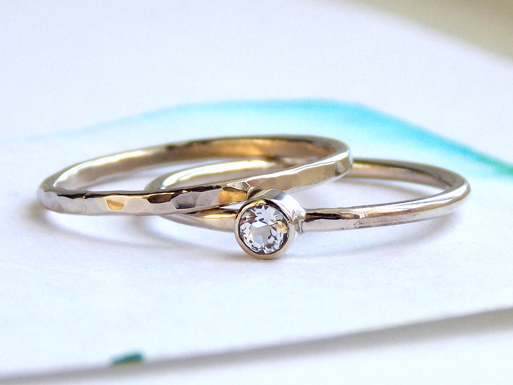 Simple White Topaz Ring: 14K Gold-filled Ring, White Topaz, Dainty Ring