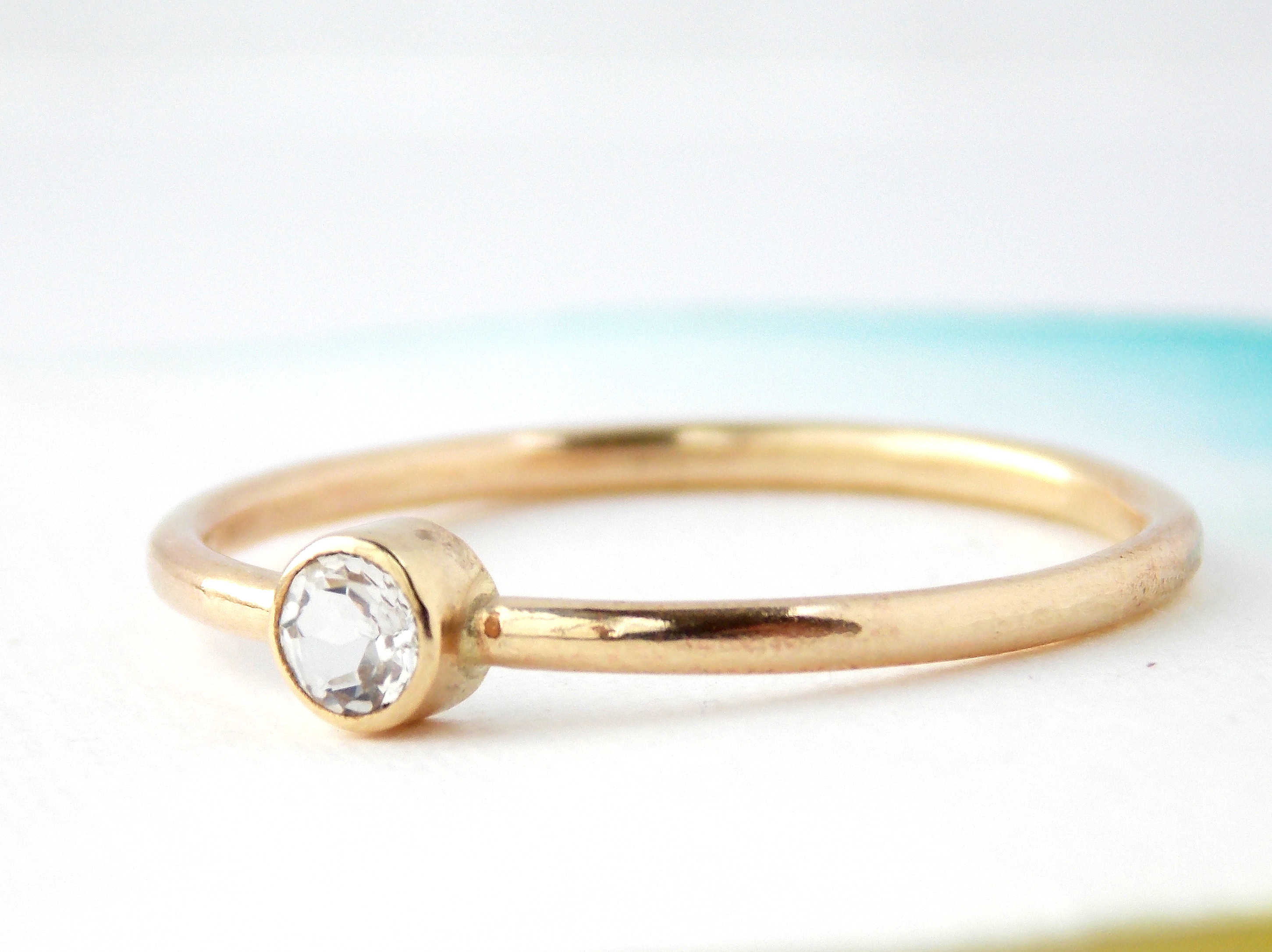 Simple White Topaz Ring: 14K Gold-filled Ring, White Topaz, Dainty Ring